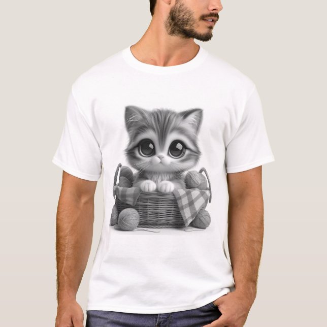 T-shirt homme chat mignon (Devant)