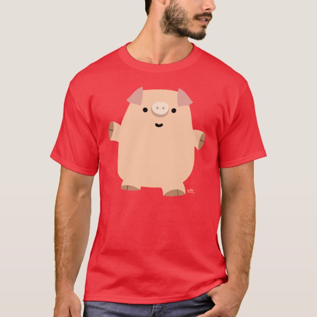 T-shirt homme cochon joli caricature (Devant)
