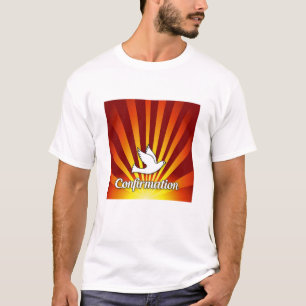 T-shirt homme, Confirmation, Colombe sur fond roug