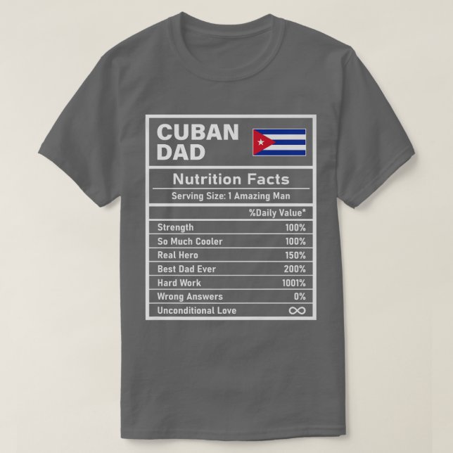 T-shirt Homme Cubain Papa Nutrition Fiches Fête des pères  (Design devant)