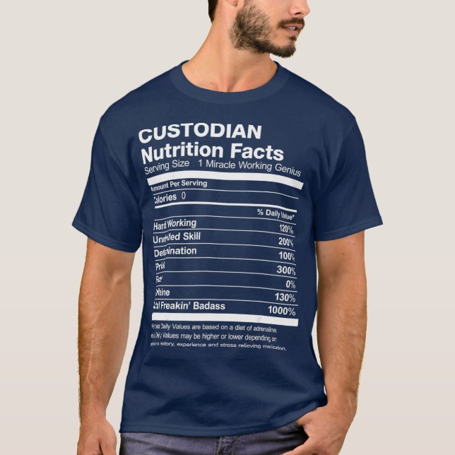T-shirt Homme Custodian Nutrition Facts drôle (Devant)