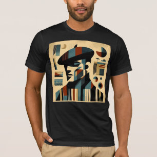 T-shirt Homme D'Art Moderne Du Milieu Du Siècle Portant Un