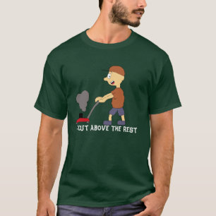 T-shirt Homme de bande dessinée avec la tondeuse à gazon