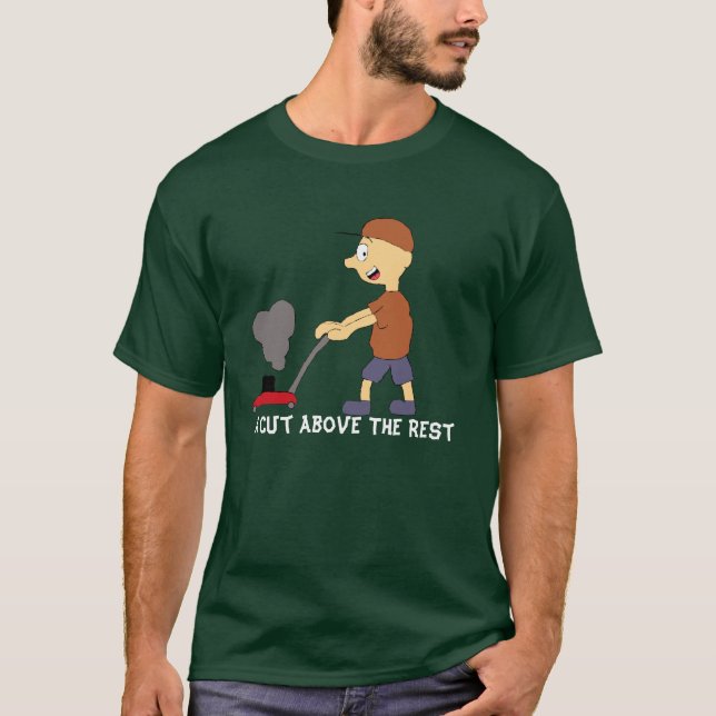 T-shirt Homme de bande dessinée avec la tondeuse à gazon (Devant)