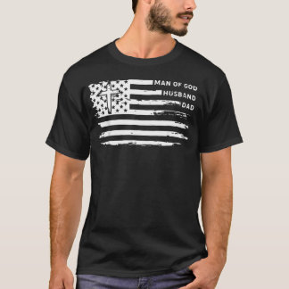 T-shirt Homme de Dieu Mari Papa Drapeau Américain