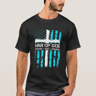 T-shirt Homme De Dieu Mari Papa Grand-Père Drapeau Améri