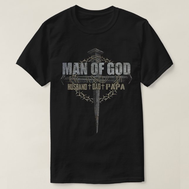 T-shirt Homme de Dieu Mari Papa Papa Papa Christian Cross  (Design devant)