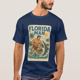 T-shirt Homme de Floride Lutte de Requin   Graphique Rétro
