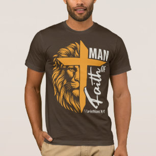T-shirt Homme De Foi Avec Lion Et Croix