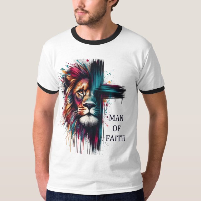 T-shirt Homme de foi - Lion aquarelle (Devant)