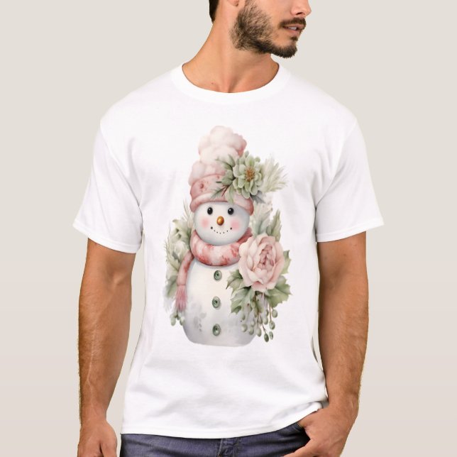T-shirt Homme de neige avec fleurs (Devant)