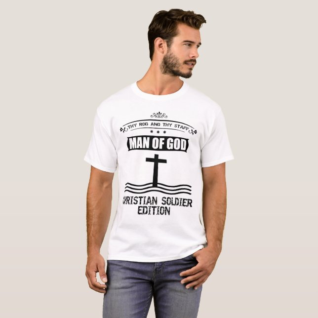 T-shirt Homme de soldat chrétien de croix de Dieu - (Devant entier)