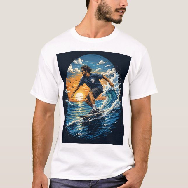 T-shirt Homme de surf sur les vagues  (Devant)