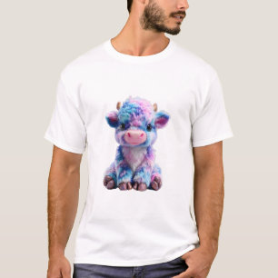 T-shirt Homme de veau de fantaisie de vache Highland Fluff