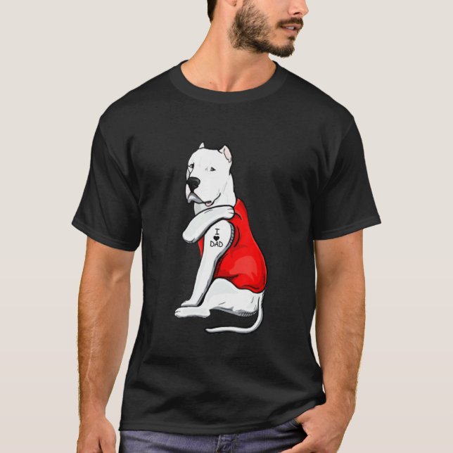 T-shirt Homme Dogo Argentino Chien Tattoo J'aime Da Père (Devant)