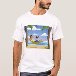 T-shirt Homme drôle se relaxant dans un hamac de plage