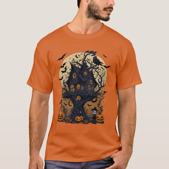 T-shirt homme éffrayant Halloween Treehouse (Devant)