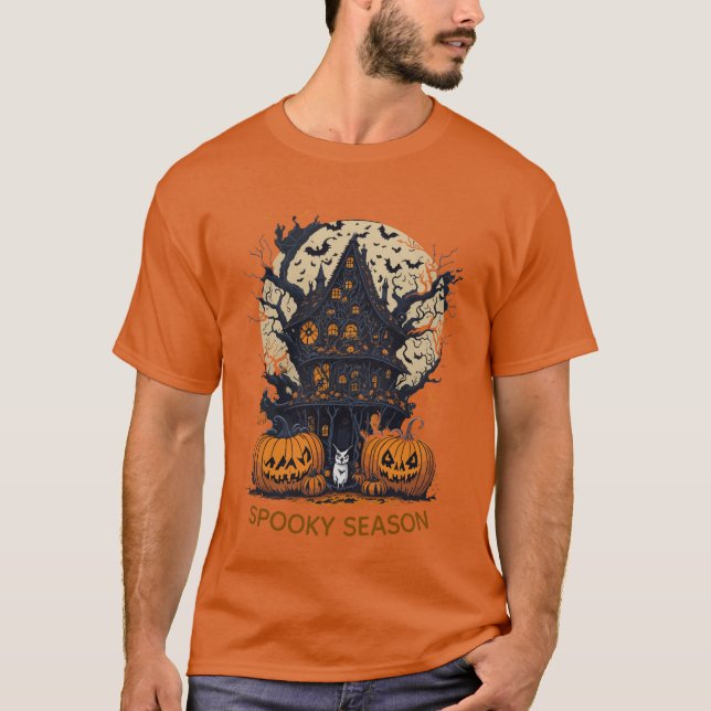 T-shirt homme éffrayant Halloween Treehouse (Devant)