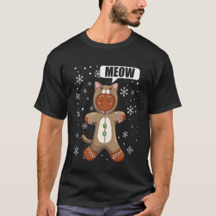 T-shirt Homme en pain d'épice de Noël Miaou Faux Chat