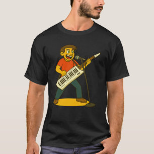 T-shirt Homme énergique chantant et jouant de la keytar