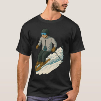 T-shirt Homme faisant du ski avec un maillot de guitare tr