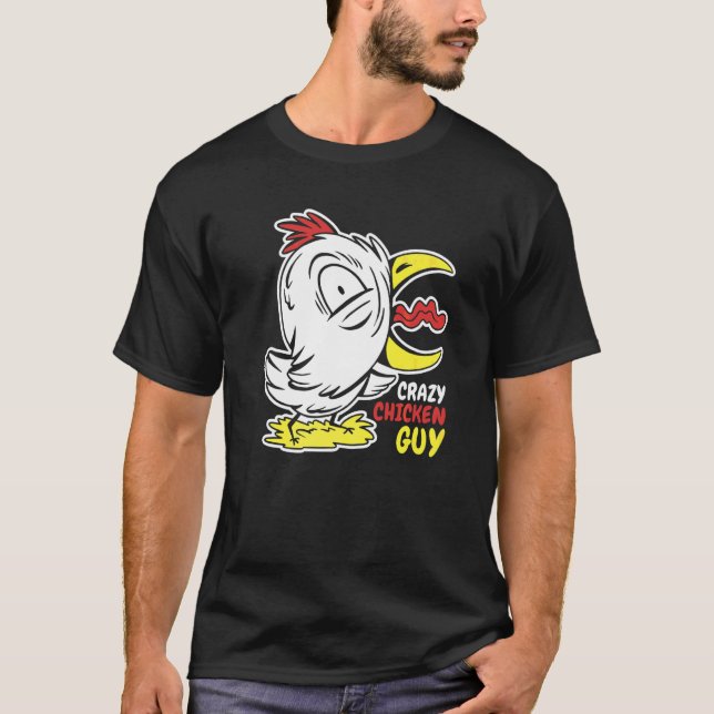 T-shirt Homme Fou Poulet Mec Poulets (Devant)