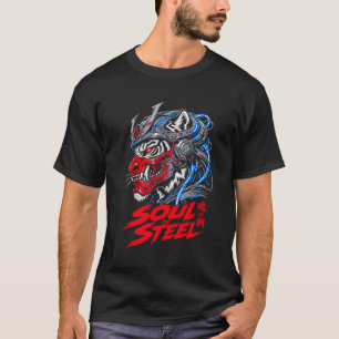 T-shirt homme graphique Cyber Samouraï Tigre Âme d