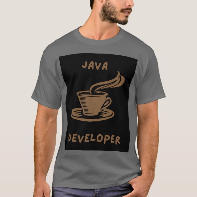 T-shirt homme gris développeur Java (Devant)