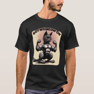T-shirt Homme Gym Chat Workout Muscle Six Pack Powerlifti