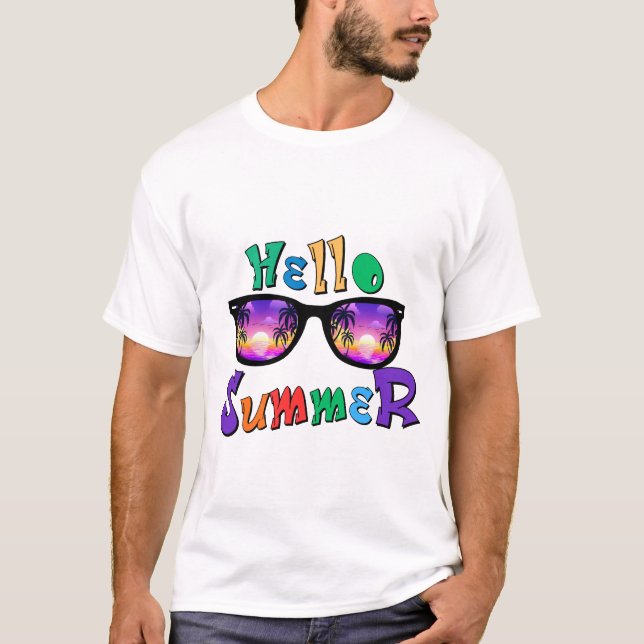 T-Shirt Homme Hello Summer | Coucher de Soleil Tro (Devant)