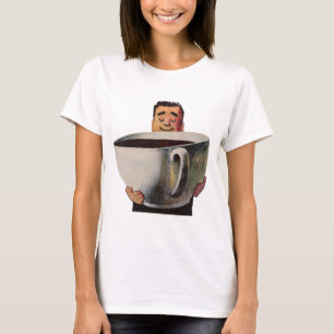 T-shirt Homme heureux vintage buvant une tasse géante de c