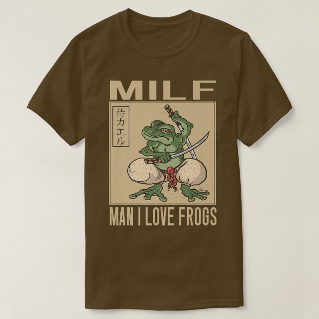T-shirt Homme I Love Frogs MILF Man Funny Samurai Frog  (Design devant)