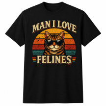 Homme J'aime Félines Rétro Coucher de Soleil Chat