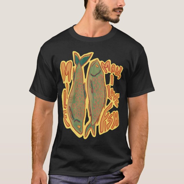 T-shirt Homme, j'aime le poisson (Devant)