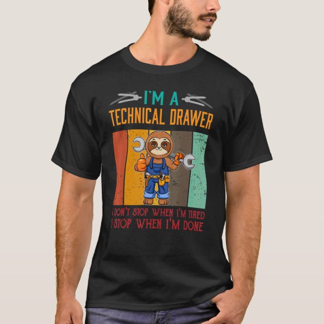 T-shirt Homme Je suis un dessinateur technique Arrêtez qua (Devant)