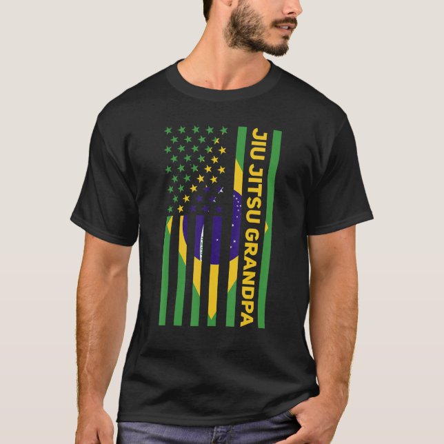 T-shirt Homme Jiu Jitsu Brésilien Grand-père Drapeau Améri (Devant)