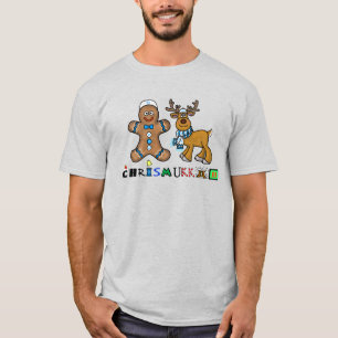 T-Shirt Homme Juif Gingerbread Man et Renne