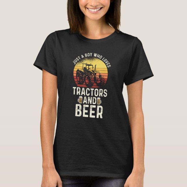 T-shirt Homme Juste Un Garçon Qui Aime Tracteurs Et Bières (Devant)