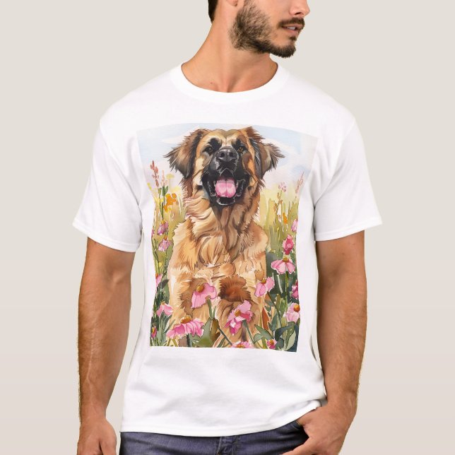 T-Shirt Homme Leonberger Aquarelle (Devant)