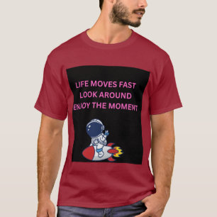 T-Shirt Homme Life Moves Fast Astronaute Fusée Rou