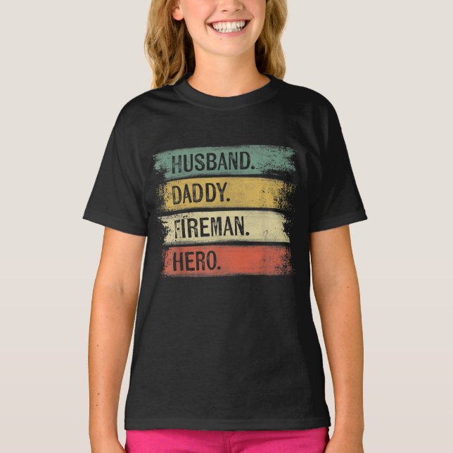 T-shirt Homme Mari Daddy Fireman Hero Pompier (Devant)