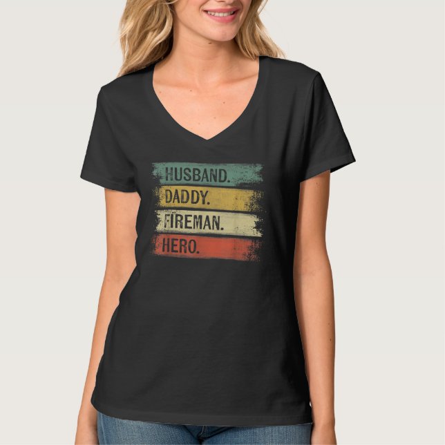 T-shirt Homme Mari Daddy Fireman Hero Pompier (Devant)