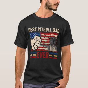T-shirt Homme Meilleur Pitbull Papa Jamais American Drapea