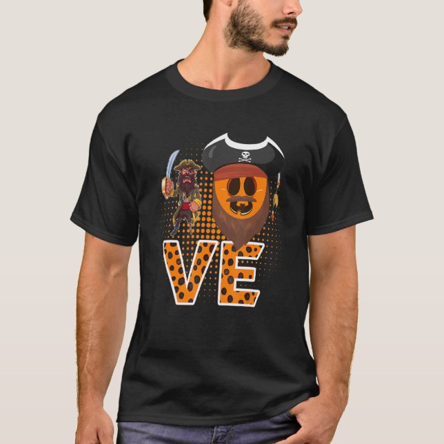 T-shirt Homme Mignon Citrouille Pirate Avec Expression Ado (Devant)
