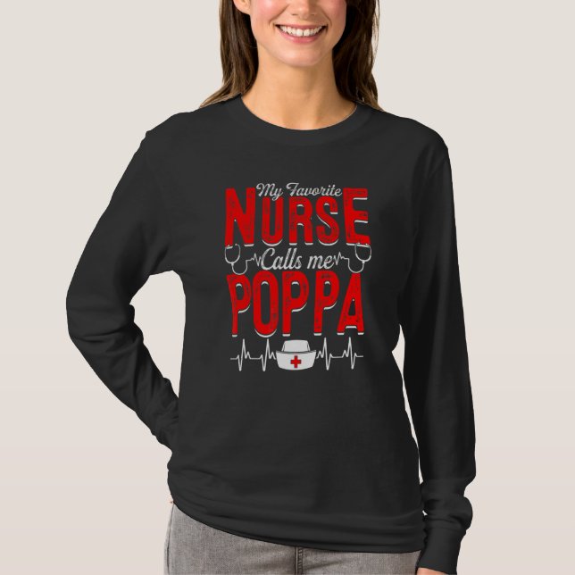 T-shirt Homme Mon infirmière préférée m'appelle Poppa Nurs (Devant)