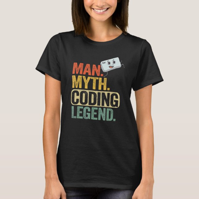 T-shirt Homme Myth Coding Legend Coder Papa Geek Ordinateu (Devant)