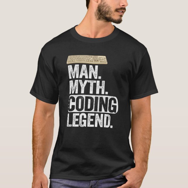 T-shirt Homme Myth Coding Legend Coder Papa Geek Ordinateu (Devant)