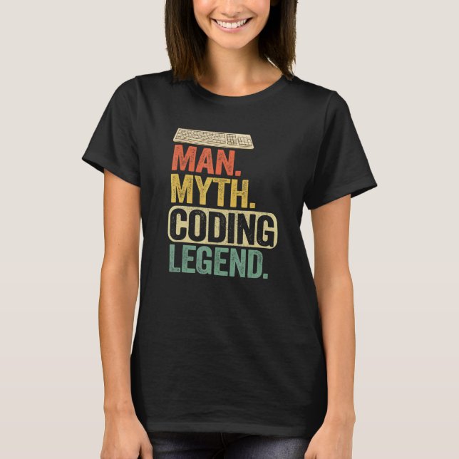 T-shirt Homme Myth Coding Legend Coder Papa Geek Ordinateu (Devant)