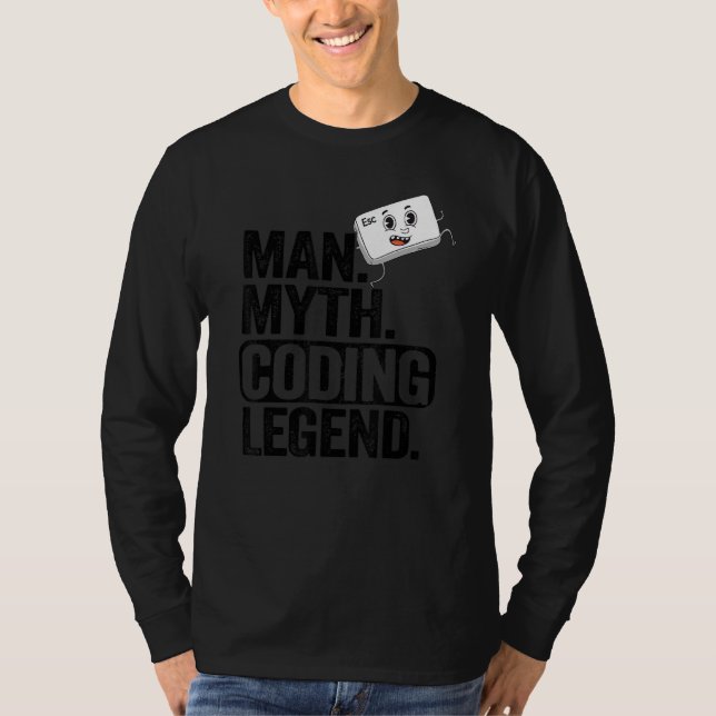 T-shirt Homme Myth Coding Legend Coder Papa Geek Ordinateu (Devant)