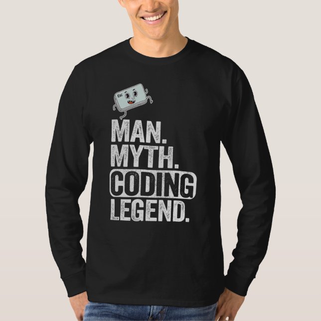 T-shirt Homme Myth Coding Legend Coder Papa Geek Ordinateu (Devant)